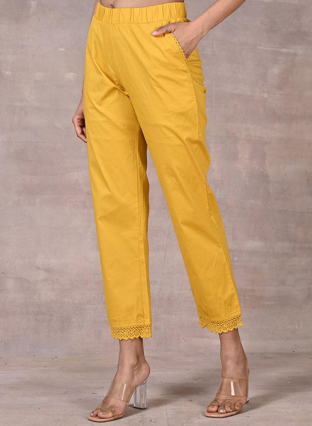 Mustard Regular Plain Capri - Lakshita