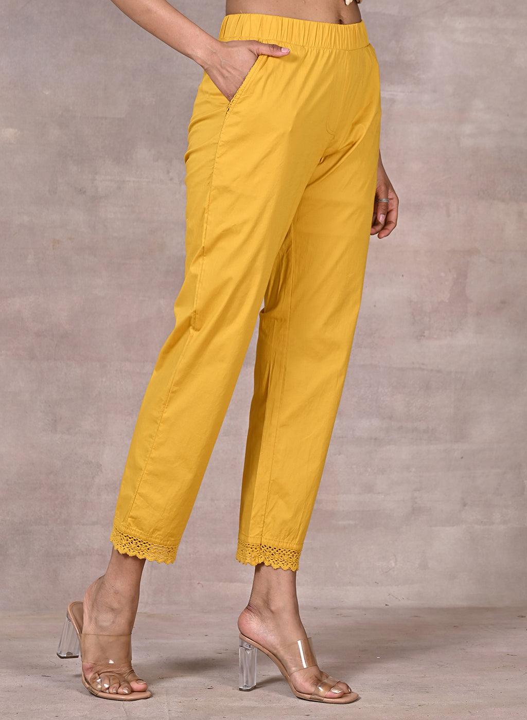 Mustard Regular Plain Capri - Lakshita