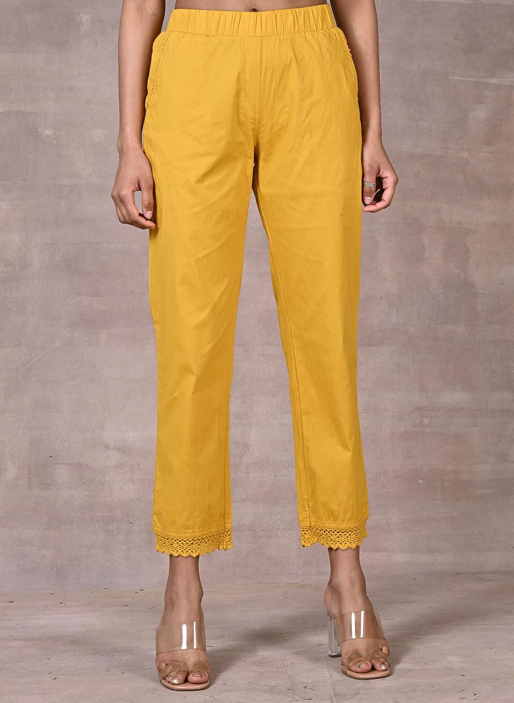 Mustard Regular Plain Capri - Lakshita