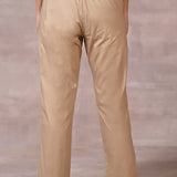 Shazia Beige Cotton Relaxed Fit Pants for Women