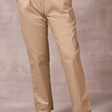 Shazia Beige Cotton Relaxed Fit Pants for Women