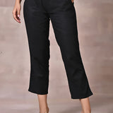 Black Regular Plain Designer Capri