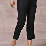 Black Regular Plain Designer Capri