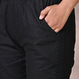 Black Regular Plain Designer Capri