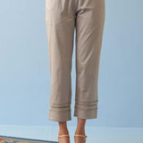 Grey Straight Fit Pants with Decorative Lace Work - Lakshita