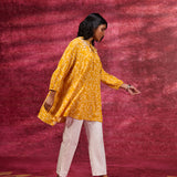 Luna Chrome Yellow Printed Rayon Long Top for Women