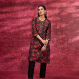 Layla Maroon Printed Chanderi Tunic for Women