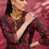 Layla Maroon Printed Chanderi Tunic for Women