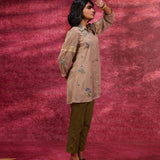 Breeze Taupe Embroidered Georgette Shirt for Women