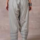 Grey Salwar with Elastic Waist Band & Pleats - Lakshita