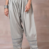 Grey Salwar with Elastic Waist Band & Pleats - Lakshita