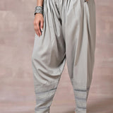 Grey Salwar with Elastic Waist Band & Pleats - Lakshita