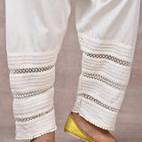 Ivory Salwar with Elastic Waist Band & Pleats - Lakshita