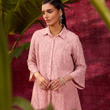 Jhalak Light Pink Embroidered Georgette Shirt for Women