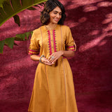 Grace Mustard Embroidered Tunic Set