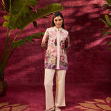 Ayeza Mauve Printed Crepe Shirt for Women