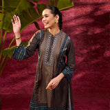 Lia Dark Teal Embroidered Cotton Modal Designer Kurta for Women