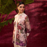 Ayeza Mauve Printed Crepe Shirt for Women