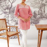 Fuchsia Round Neck Embroidered Tunic - Lakshita