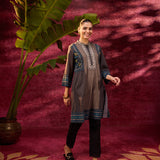 Lia Dark Teal Embroidered Cotton Modal Designer Kurta for Women