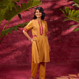 Grace Mustard Embroidered Tunic Set