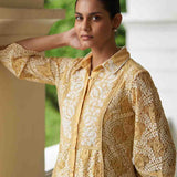 Mustard Lace Collared Tunic for Women