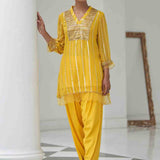 Sunflower Yellow Co-ord Set with Sequin Work Kurta and Dhoti