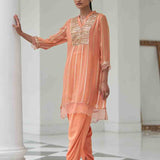 Peach  Co-ord Set with Sequin Work Kurta and Dhoti