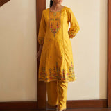 Mustard Solid Kurta Set for Women