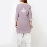 Light Lavender Tunic with Dori Neck and Round Hem