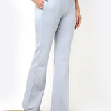 Spa Blue Fitted Trouser Pants With Straight Hem