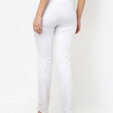 Liah White Straight Fit Trousers for Women