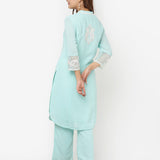 Green Embroidered Georgette Kurta Set