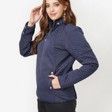 Navy Blue Quilted High-neck Jacket for Women