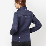 Navy Blue Quilted High-neck Jacket for Women