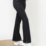 Black Bootcut Jeans Pant for Women with Stone Work on Sides