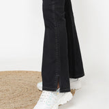 Black Bootcut Jeans Pant for Women with Stone Work on Sides