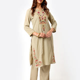 Green Co-ord Set with Embroidery For Women