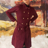 Bella Purple Monochrome Suede Long Coat for Women