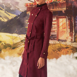 Bella Purple Monochrome Suede Long Coat for Women