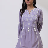 Purple Alora Collection Embroidered Tunic