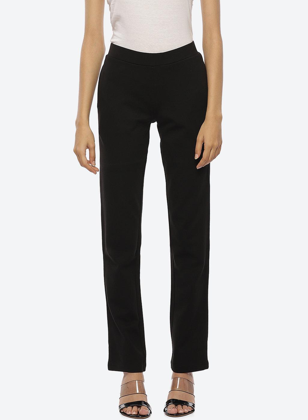 Black Regular Plain Pants - Lakshita