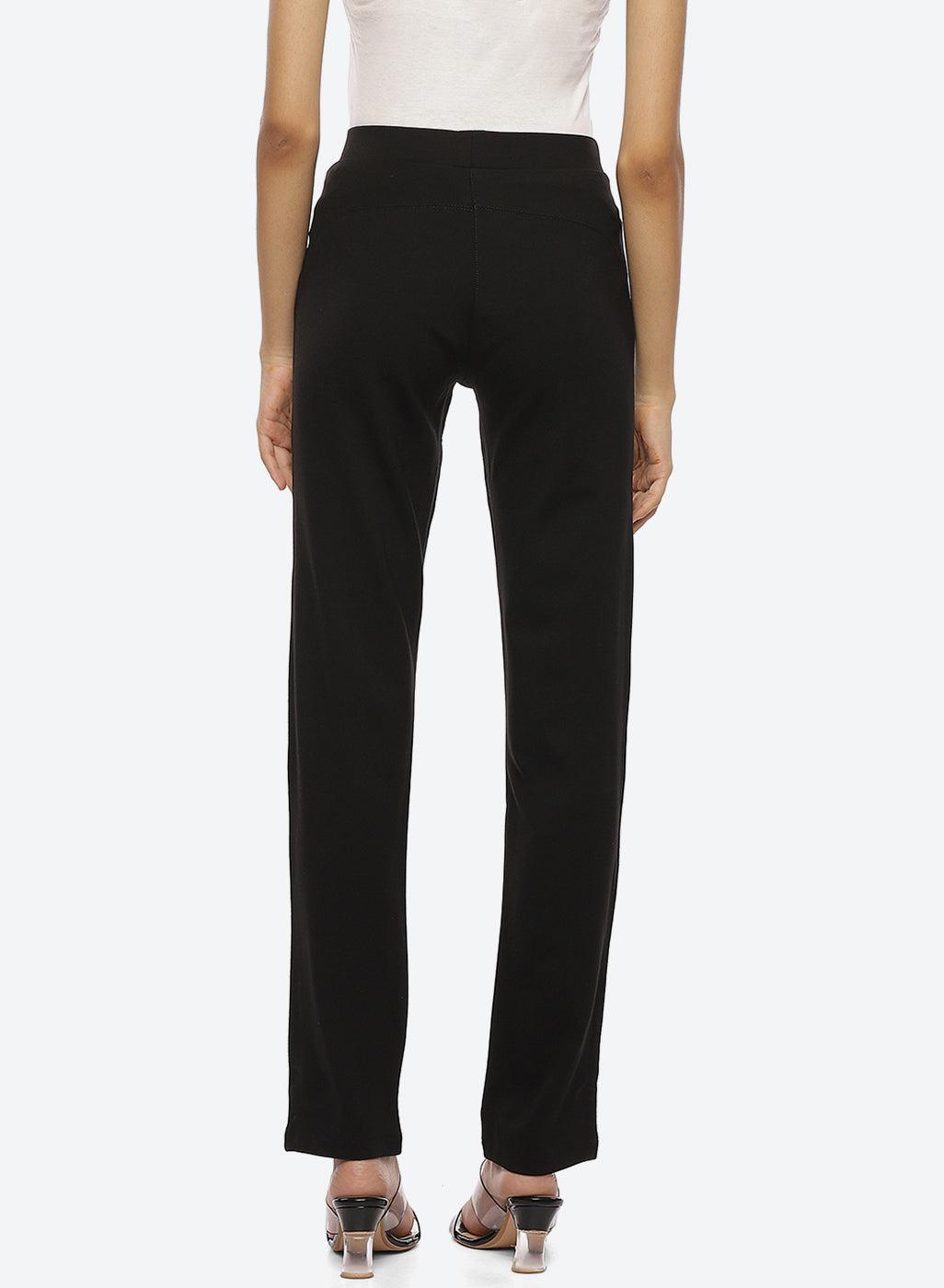 Black Regular Plain Pants - Lakshita