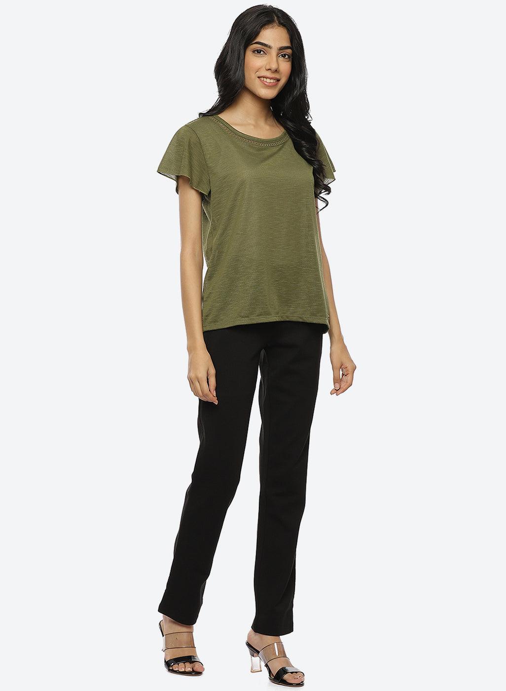 Black Regular Plain Pants - Lakshita