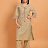 Green Silk Kurta Set with Elegant Embroidery - Lakshita