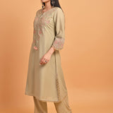 Green Silk Kurta Set with Elegant Embroidery - Lakshita