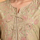 Green Silk Kurta Set with Elegant Embroidery - Lakshita