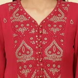 Fuchsia Rose Jashn Embroidered Kurta - Lakshita