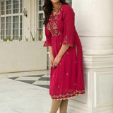 Fuchsia Rose Jashn Embroidered Kurta - Lakshita