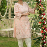 Tender Peach Jashn Embroidered Kurta - Lakshita